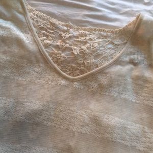 Ivory stripe crochet lace top